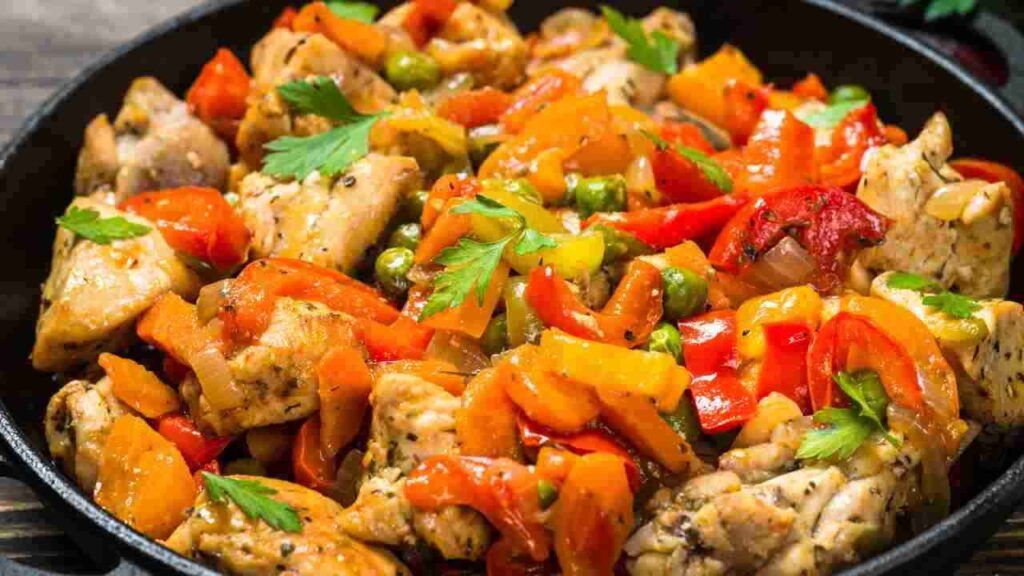 SPEZZATINO DI POLLO CON PEPERONI biella